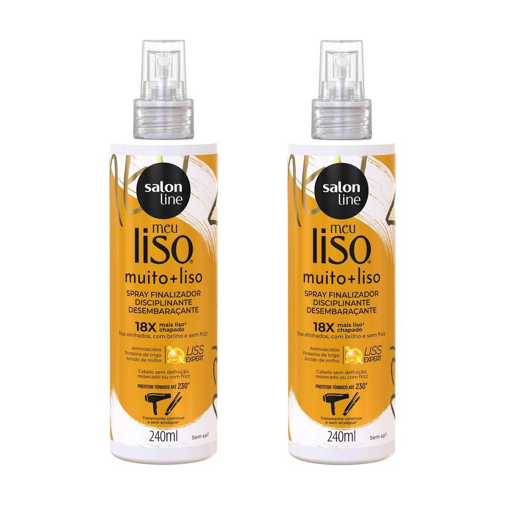 Kit Duplinha De Spray Defrizante Protetor Térmico Meu Liso Muito + Liso