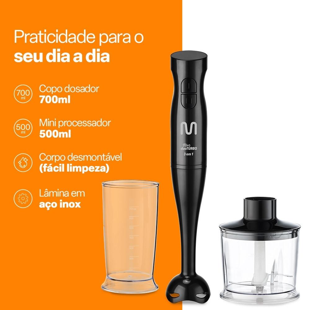 Mixer Duo Turbo 3 Em 1 127V 200W Preto Multi Home - Go019