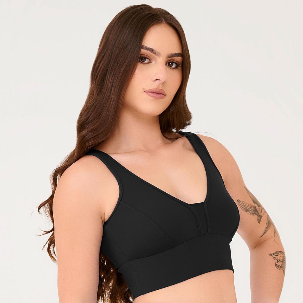 Top Basics Preto Poliamida Com Bojo
