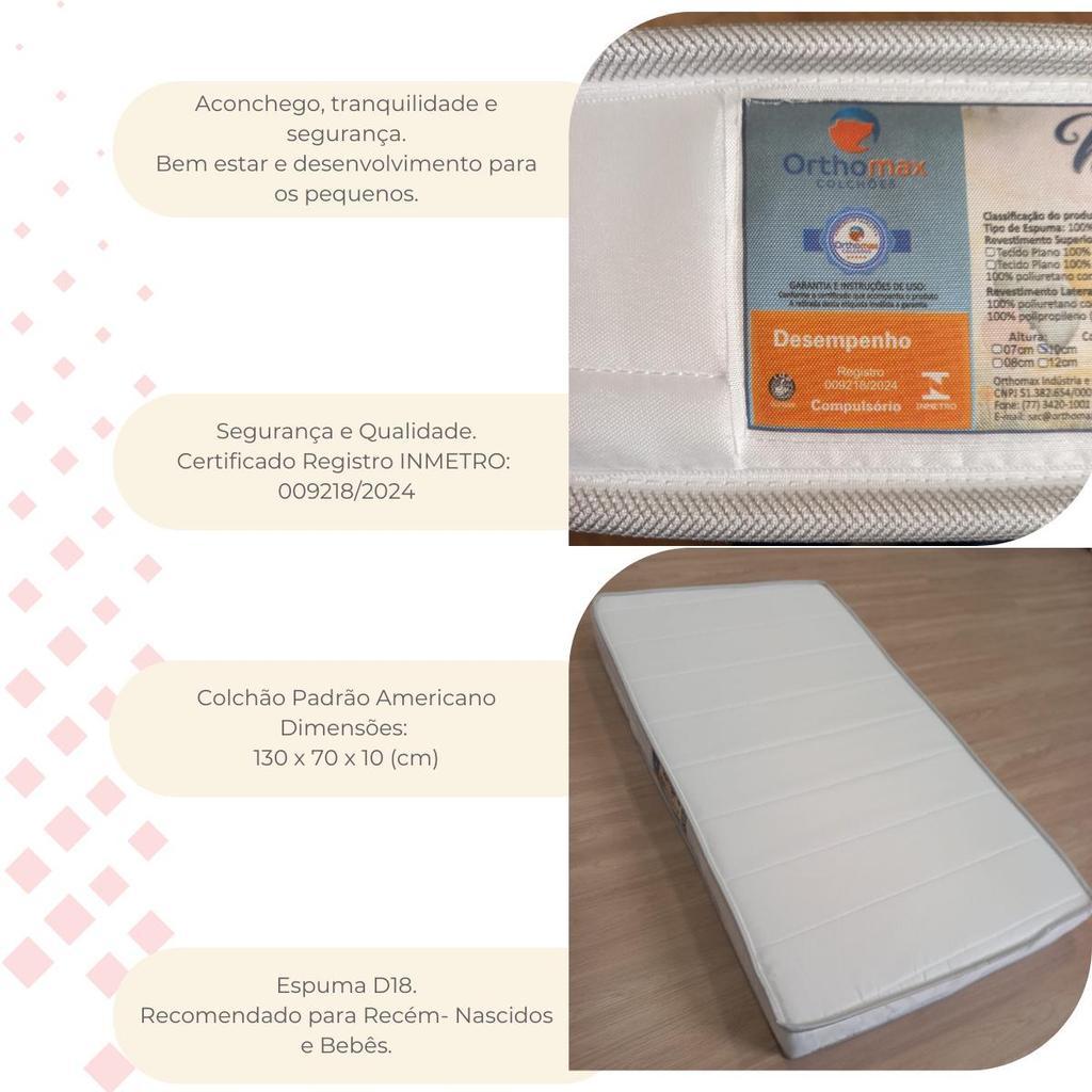 Colchão De Berço 70x130x10 D18 Revestimento Em Poliester Faura