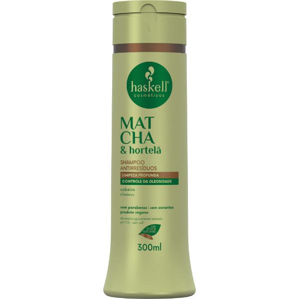 Shampoo Antirresíduos Matcha Hortelã 300ml Haskell Limpeza Profunda E Combate À Oleosidade Para Cabelos Oleosos