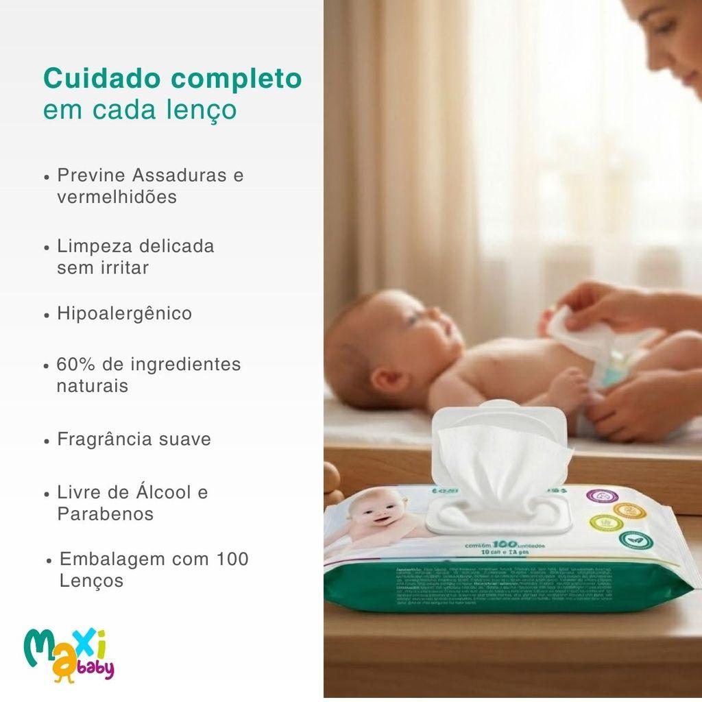 Toalha Lenço Umedecido Hipoalergênico Bebê 100un Maxi Baby