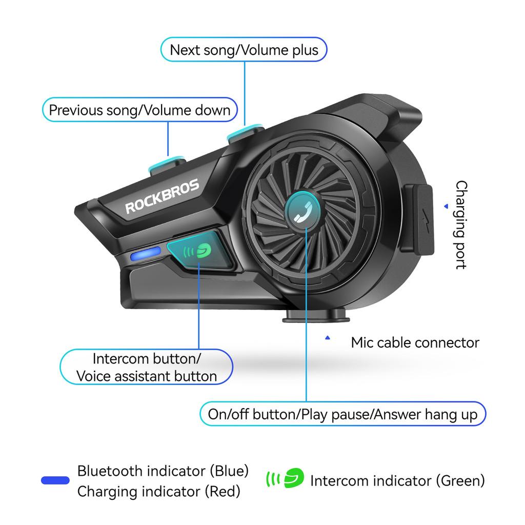 Rockbros Capacete De Motocicleta Fone De Ouvido Bluetooth À Prova D Água Sem Fio Acessório Para Moto