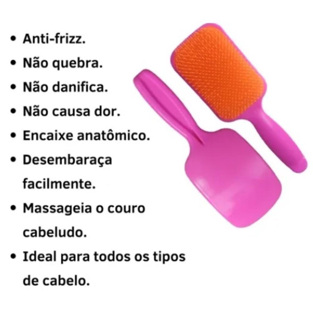 Escova De Cabelo Raquete Desembaraçadora Flex Hair Não Danifica Fios Cor Neon