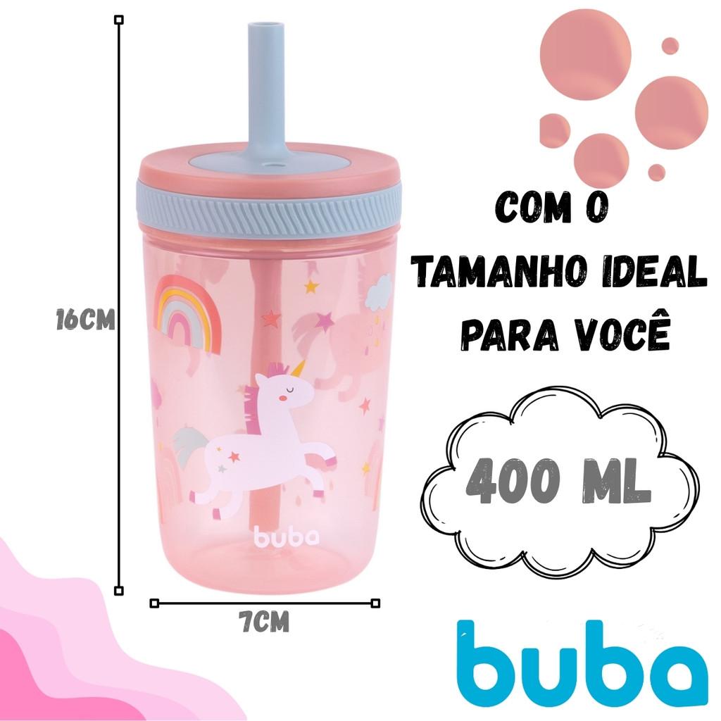 Copo Com Canudo Infantil Antivazamento 400ml 22400 Buba