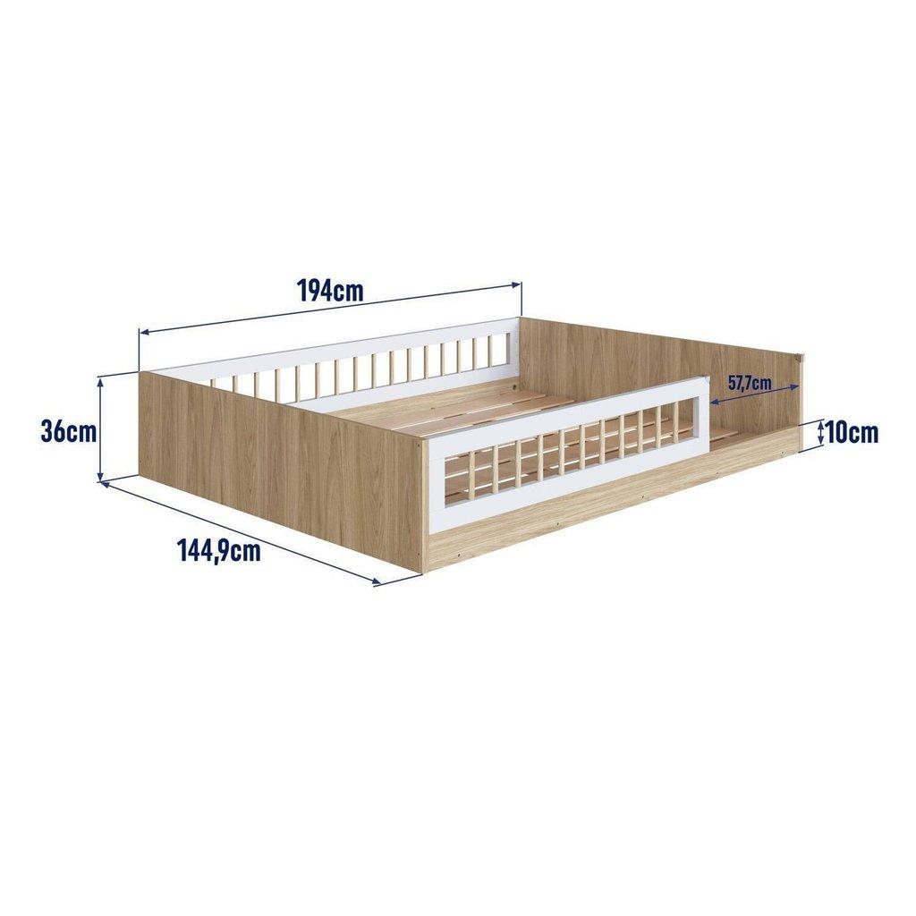 Cama Montessoriana De Casal Linha Affetto Marrom/aveiro Oak/branco Aveiro Oak/branco