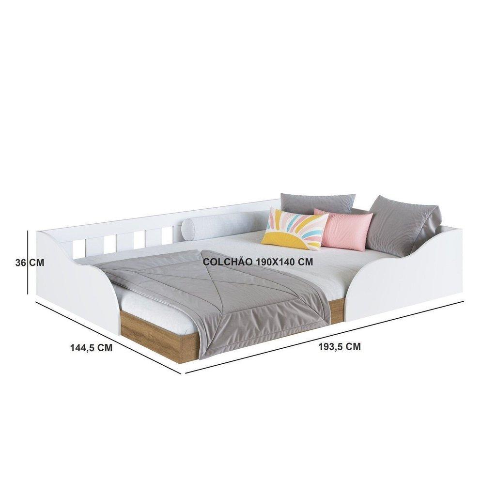 Cama Casal Montessoriana Infantil 140 Memphis Branco Casal