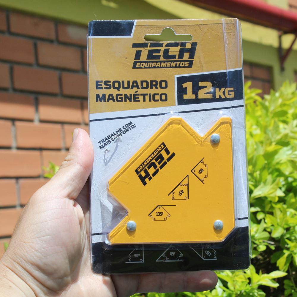 Kit 2 Esquadro Magnético Tech 12kg Solda Multiângulos 30 45 135 Aço Reforçado Dupla Face