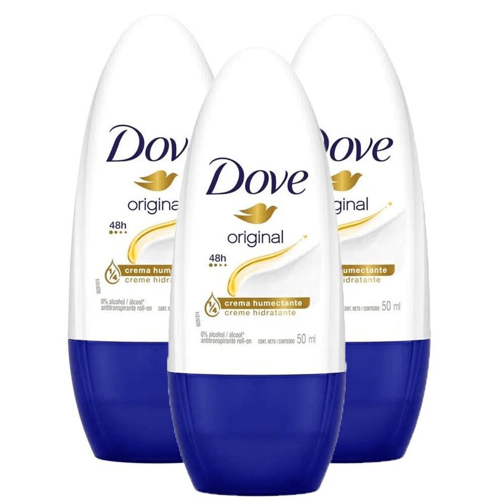 Kit Desodorante Antitranspirante Roll-on Dove Original 50ml - 3 Unidades
