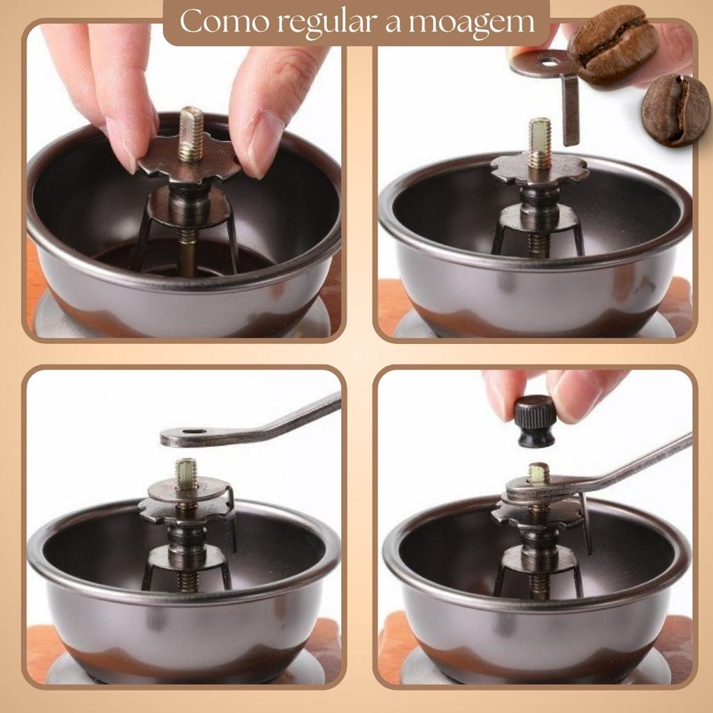 Moedor De Café Manual Com Gaveta E Ajuste De Moagem Artesanal Chef D