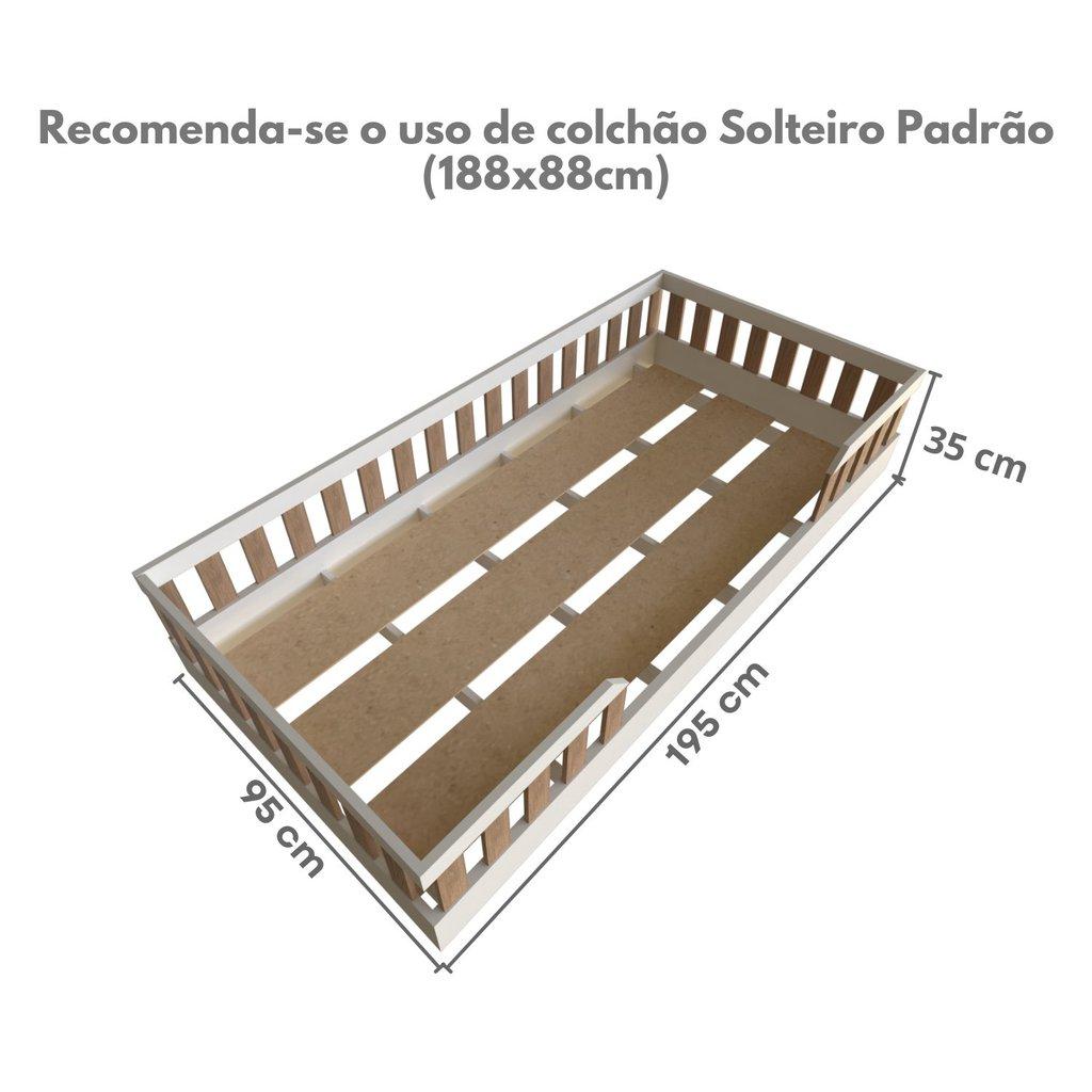 Cama Infantil Montessoriana Solteiro Cori Yescasa Branco/carvalho Mel