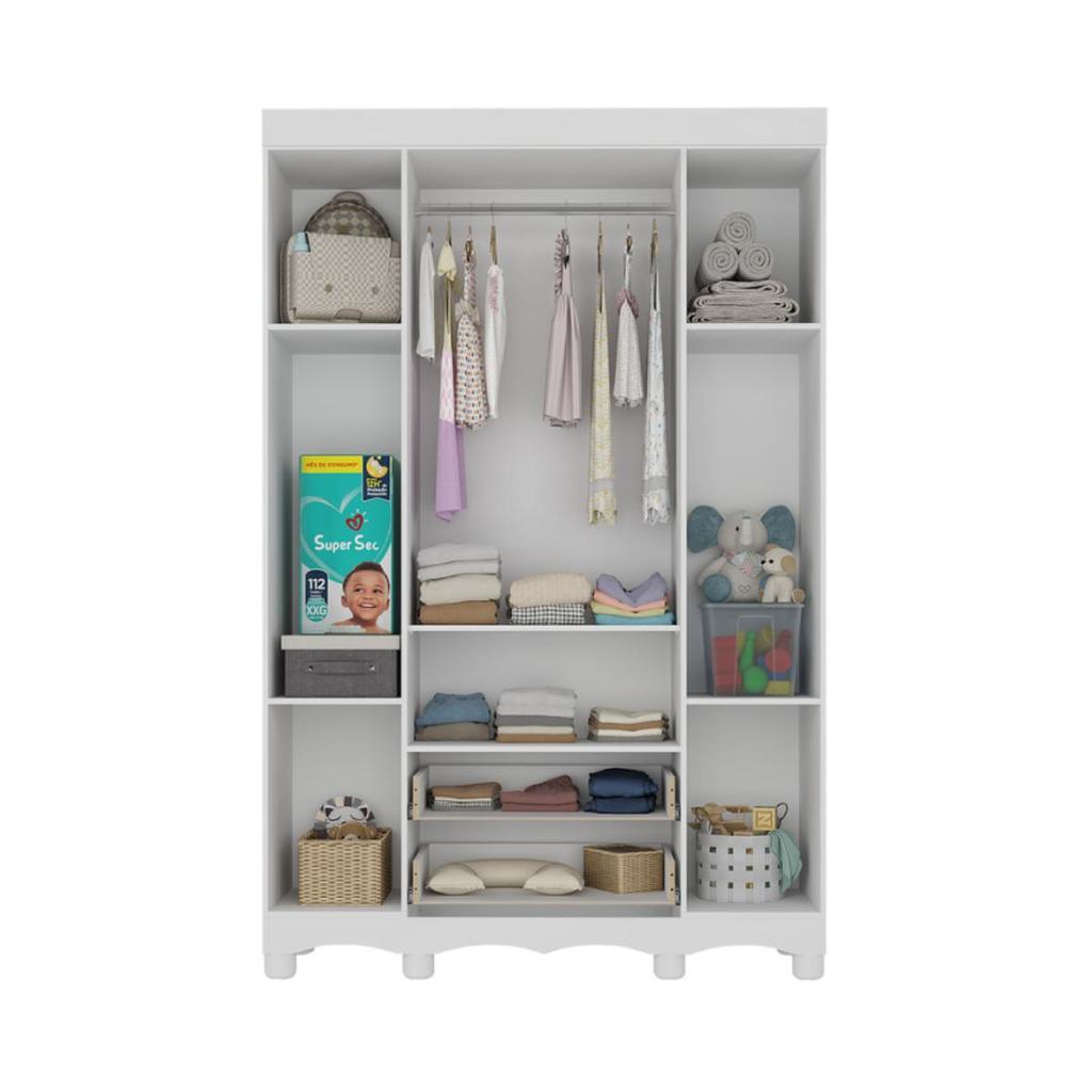 Guarda-roupa Infantil 122cm Com Vidro 4 Portas E 2 Gavetas Luna Multimóveis