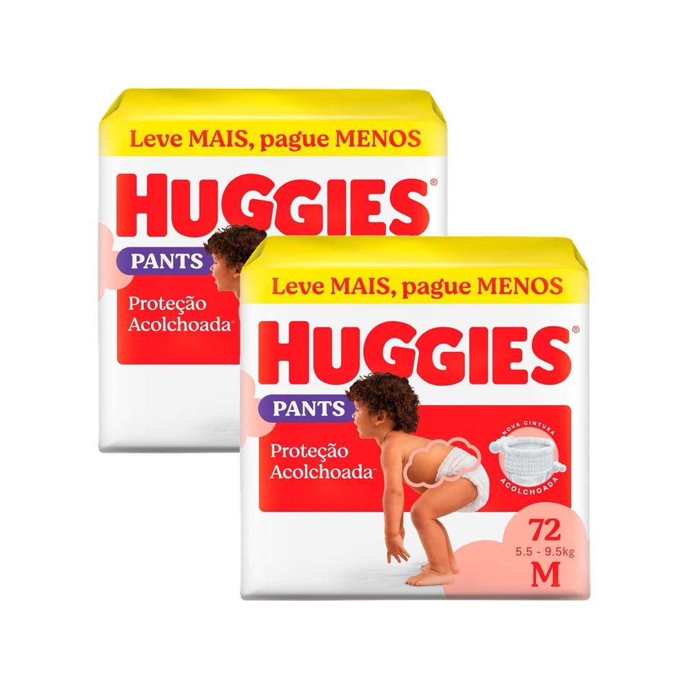 Kit 2 Fralda Huggies Supreme Care Pants Roupinha Proteção Acolchoada Tamanho M Pacote Hiper 72 Unidades Descartáveis