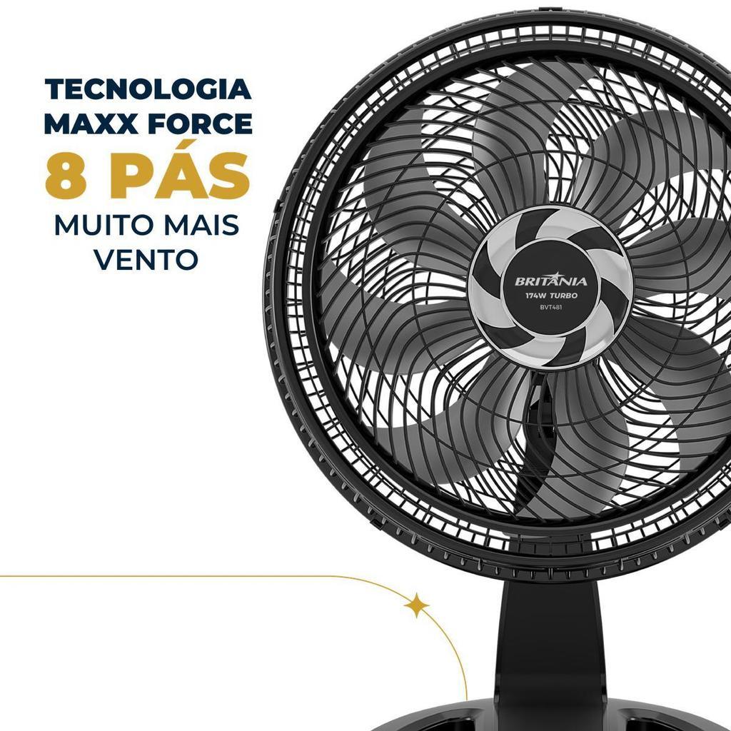 Ventilador Britânia 2 Em 1 Maxx Force Silencioso 174W Bvt481