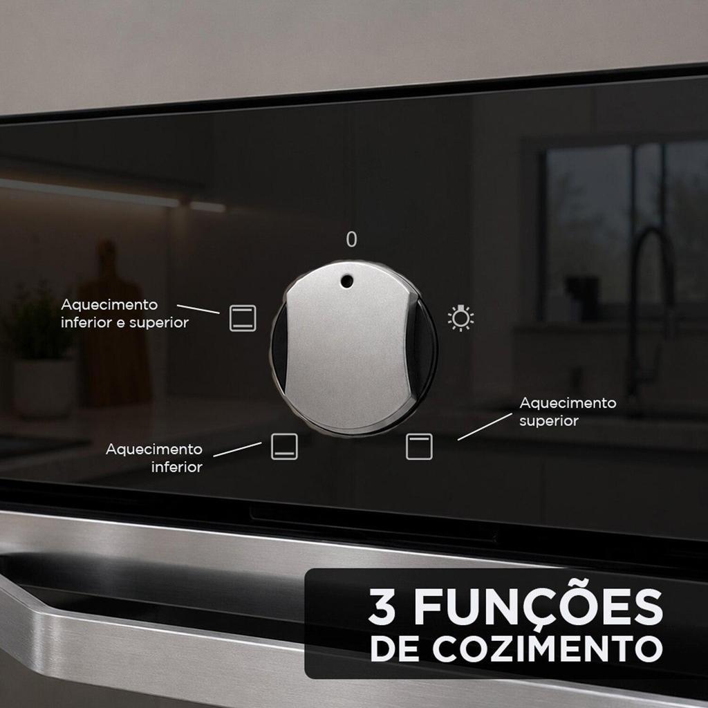 Forno Elétrico De Embutir Eos 65 Litros Porta De Vidro Preto Com Inox Efe653epi 220V