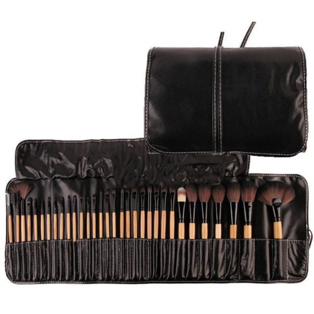 Kit 32 Peças Conjunto De Pincéis De Maquiagem Para Pó Sombra Delineador Lábios Com Estojo