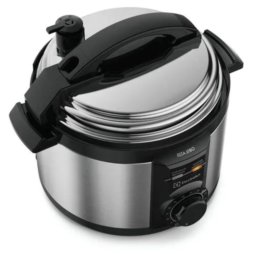 Panela De Pressão Elétrica Electrolux 3L Efficient Por Rita Lobo Pce15 Preta Com Inox 110V