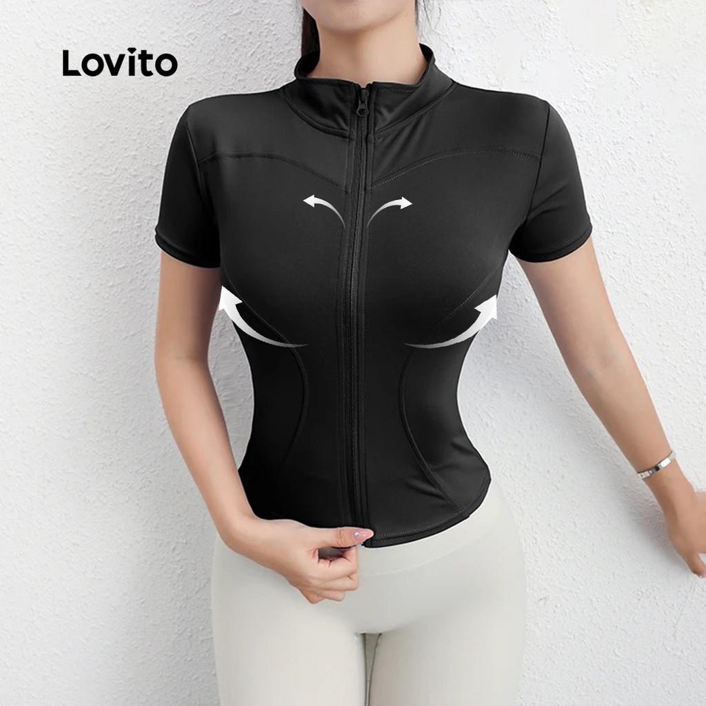 Lovito Casual Jaqueta Esportiva Feminina Branca Conforto E Elasticidade