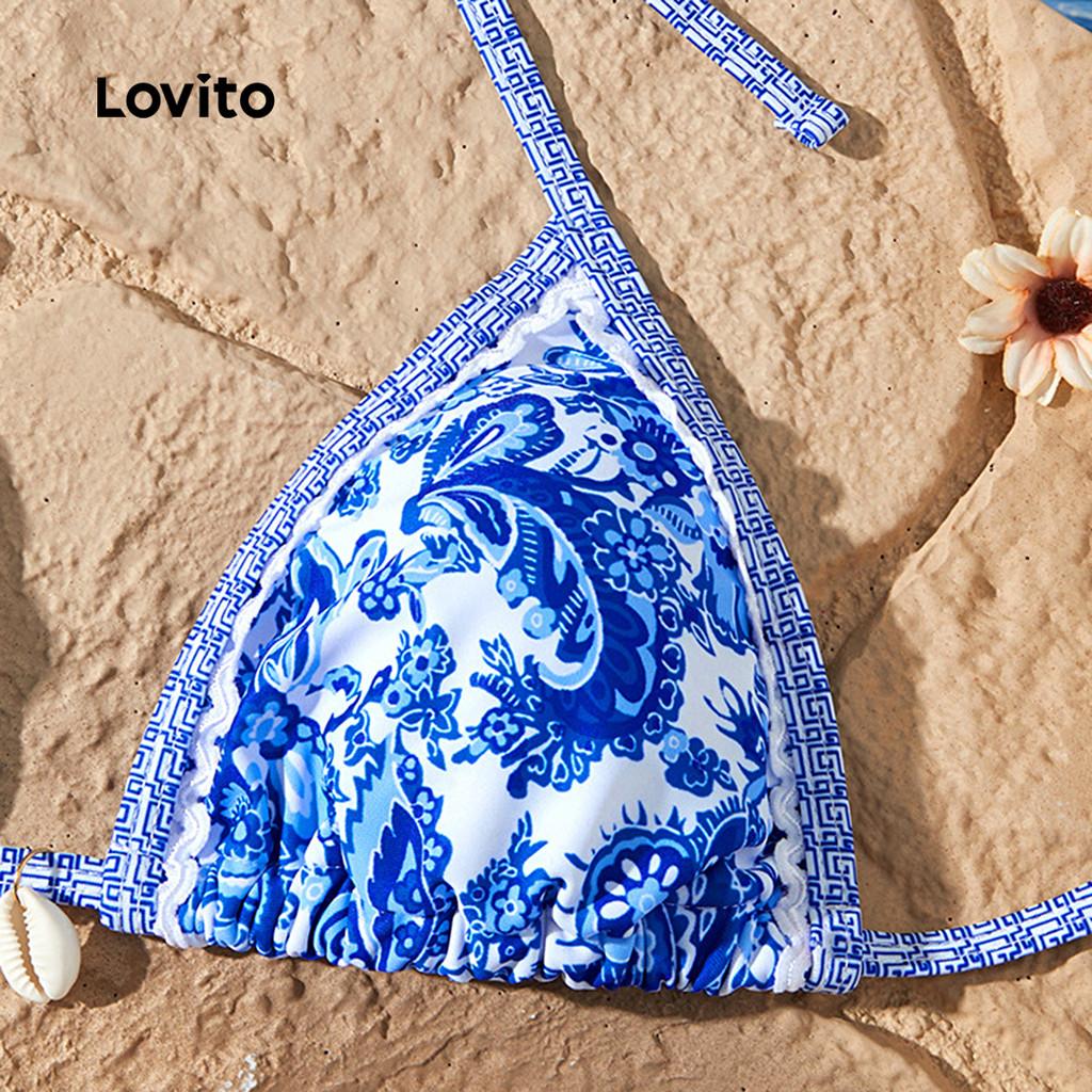 Lovito Férias Conjuntos De Biquíni Para Primavera/verão Biquíni Azul