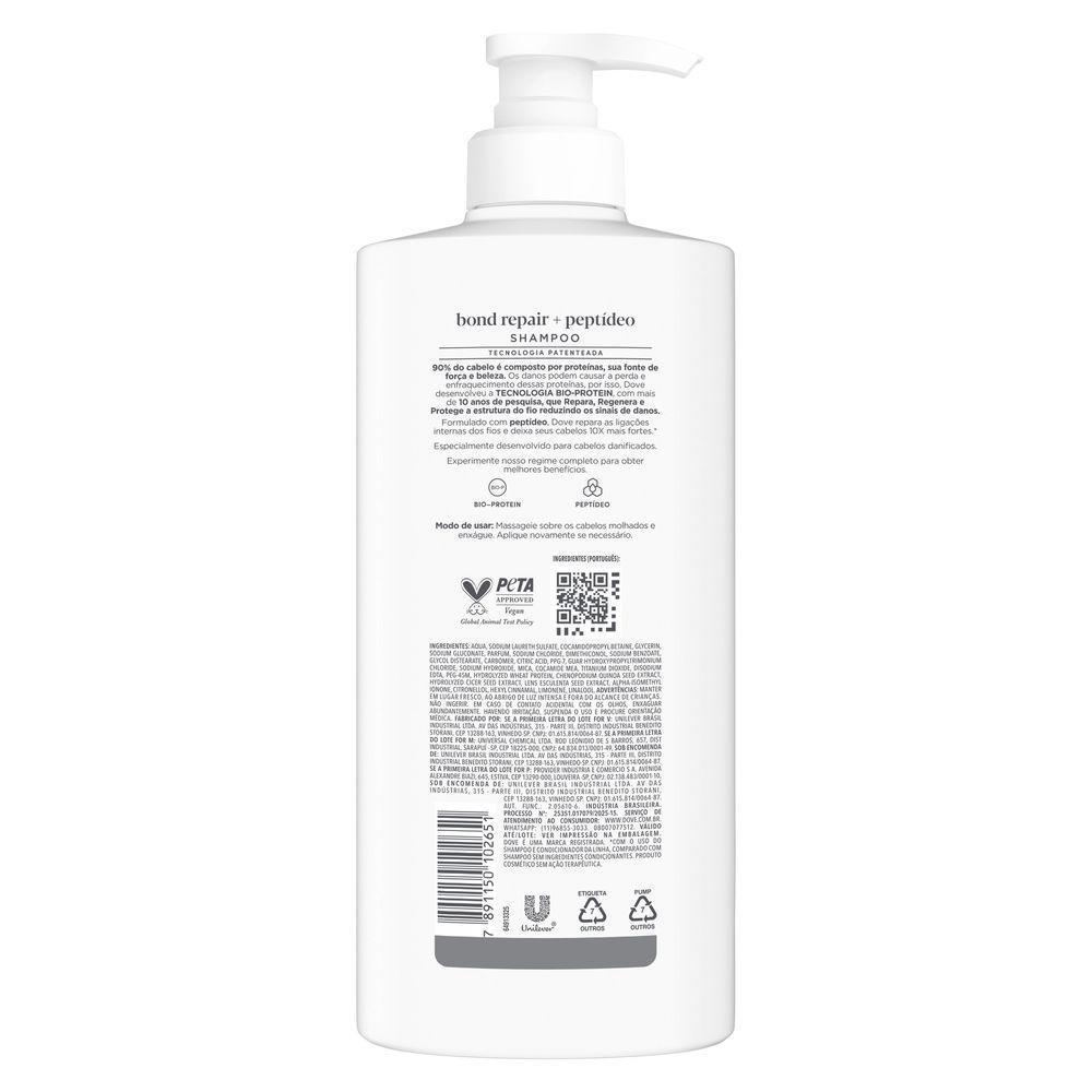 Shampoo Dove Bond Repair + Peptídeo 600ml