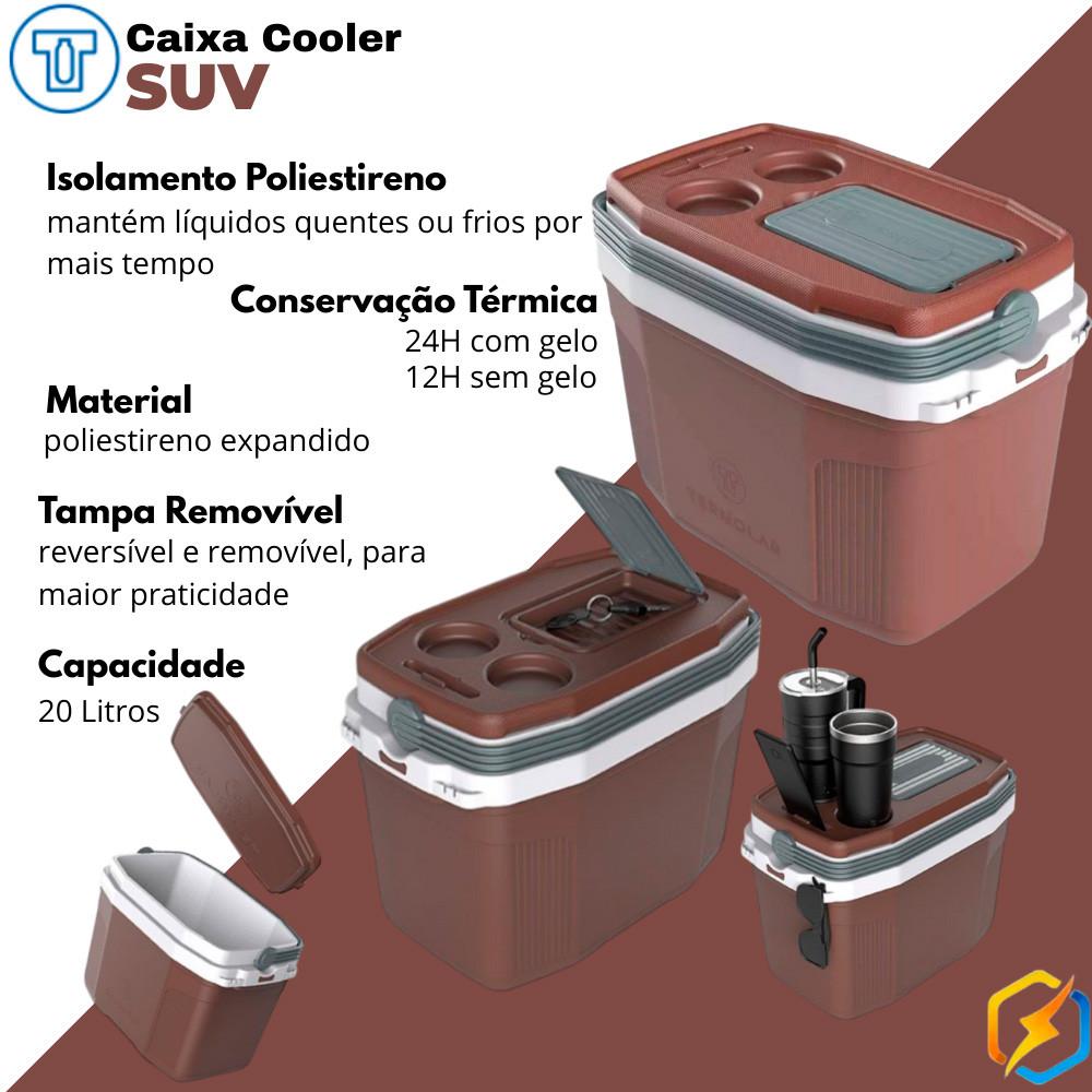 Kit Praia Termolar 1 Caixa Cooler Térmico 32 Litros E 1 Caixa Cooler Térmico 20 Litros Marrom