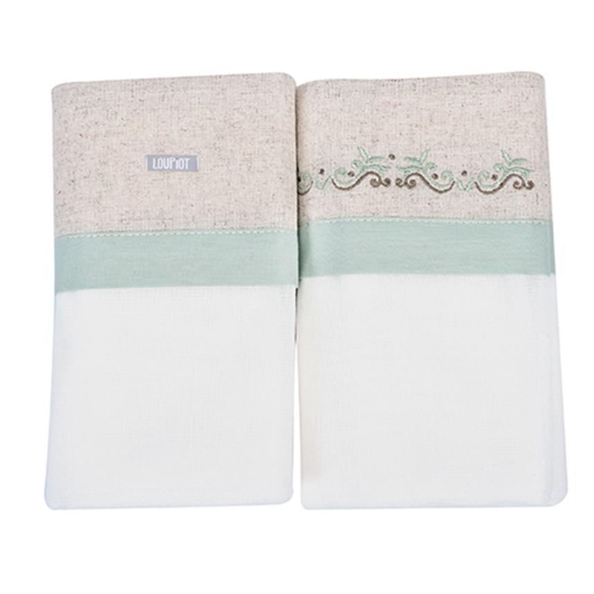 Kit Fralda Minasrey Loupiot Bordado Ramos Verde - 2 Peças