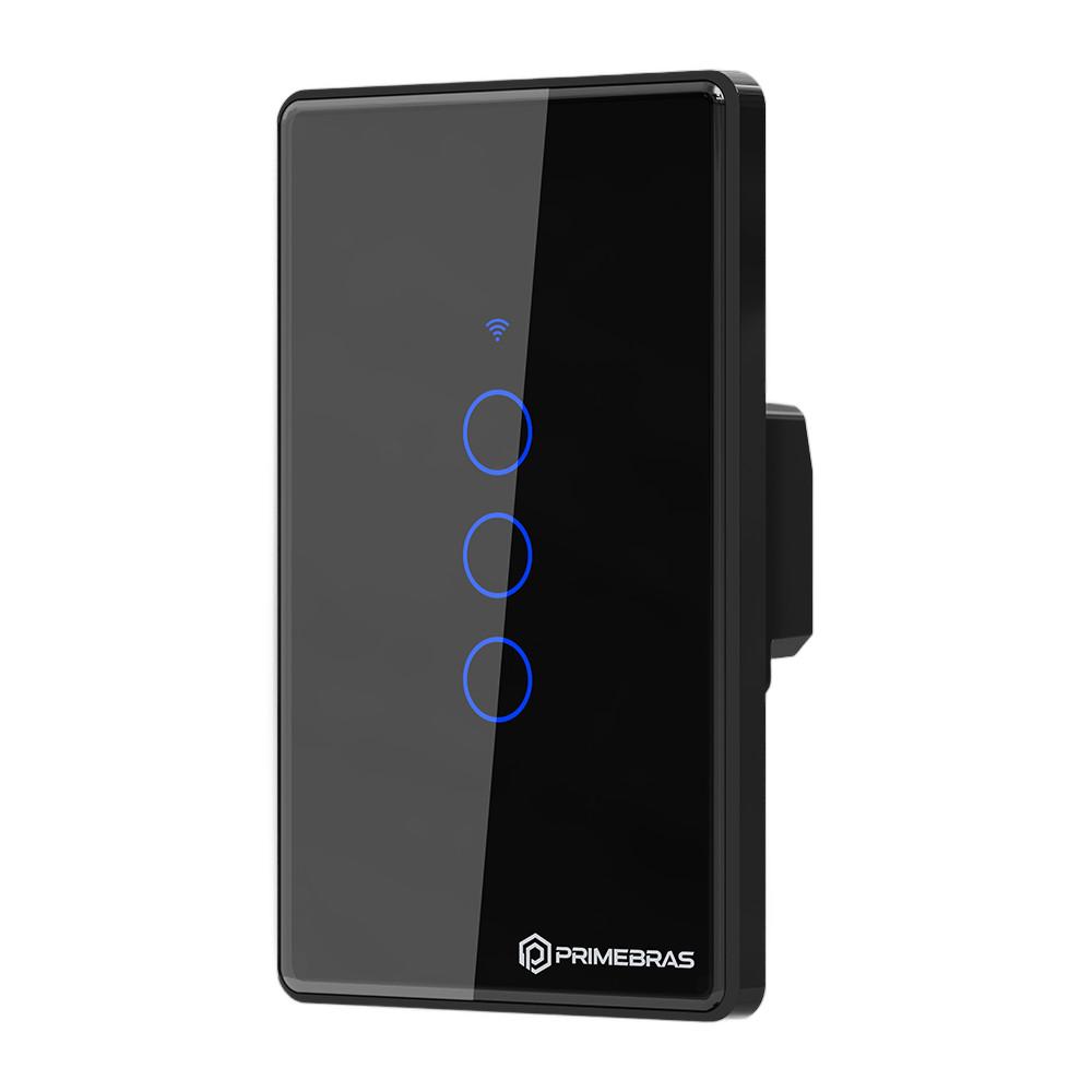 Interruptor Touch 3 Botões Wi-fi Preto