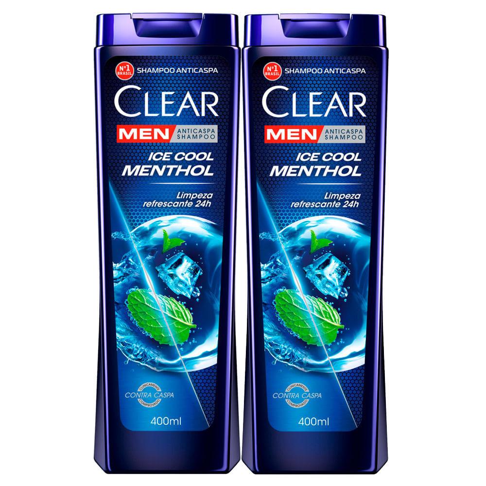 Kit 2 Shampoo Clear Men Ice Cool Menthol 400ml