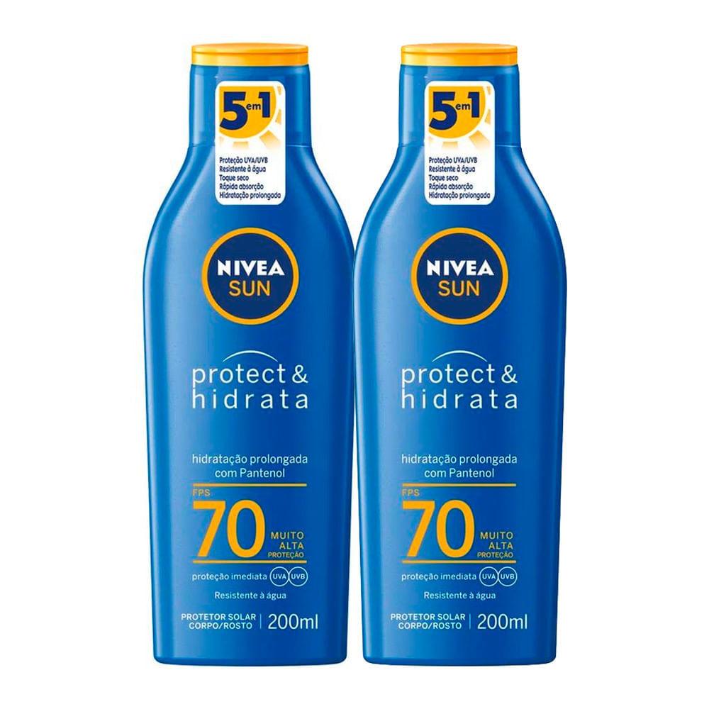 Kit 2 Protetor Solar Nivea Sun Protect Hidrata FPS 70 Loção 200ml