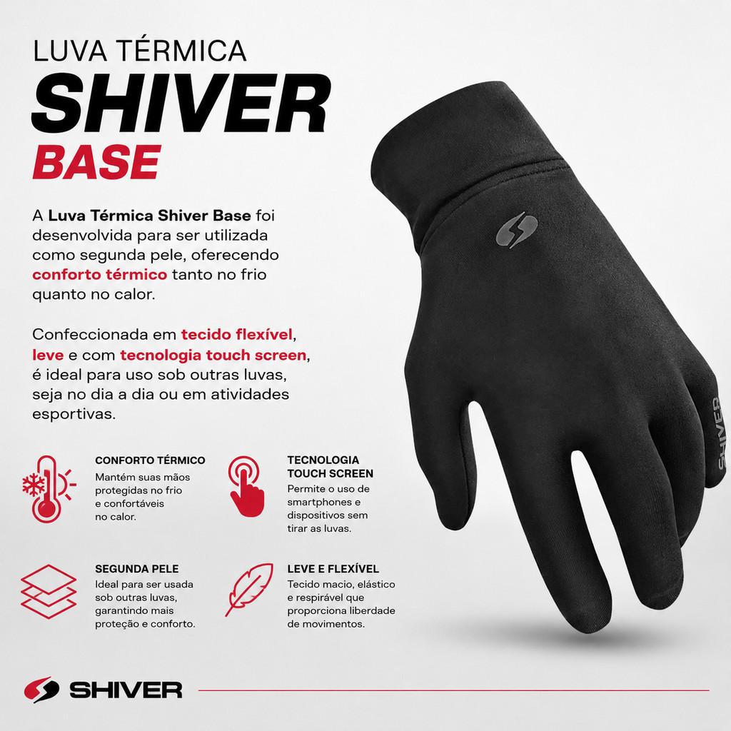 Luva Moto Unissex Frio Inverno Térmica Base Preta Shiver