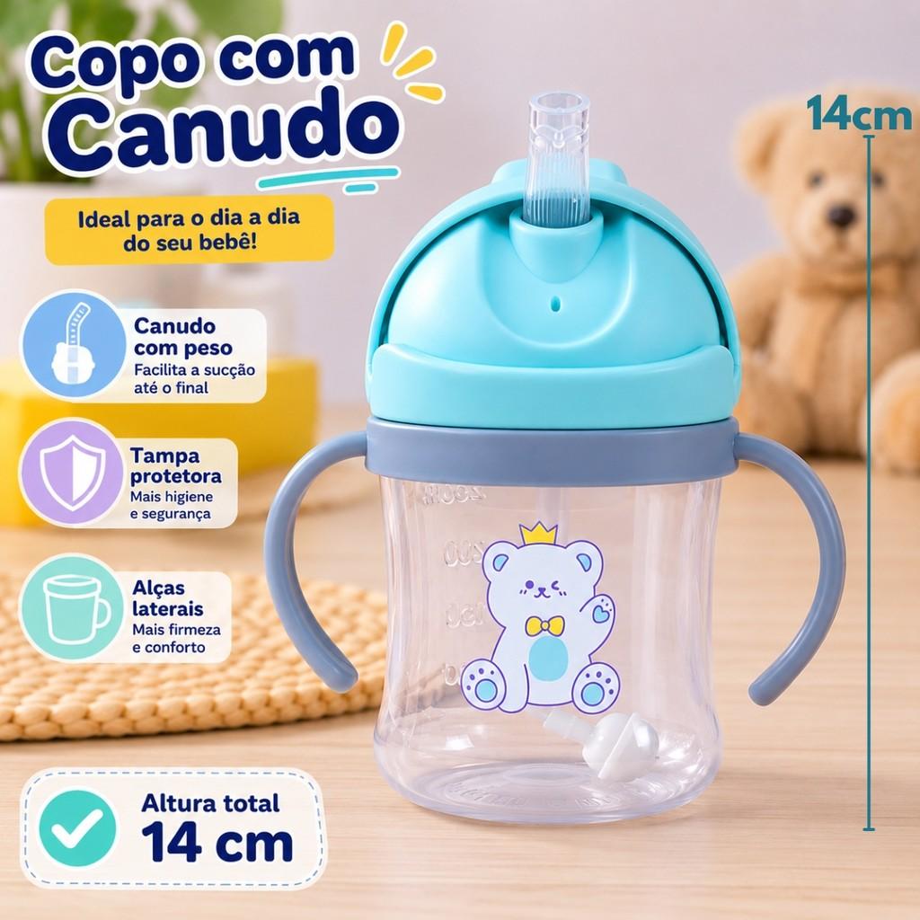 Copo Infantil 250ml Antivazamento Canudo Silicone - Castela