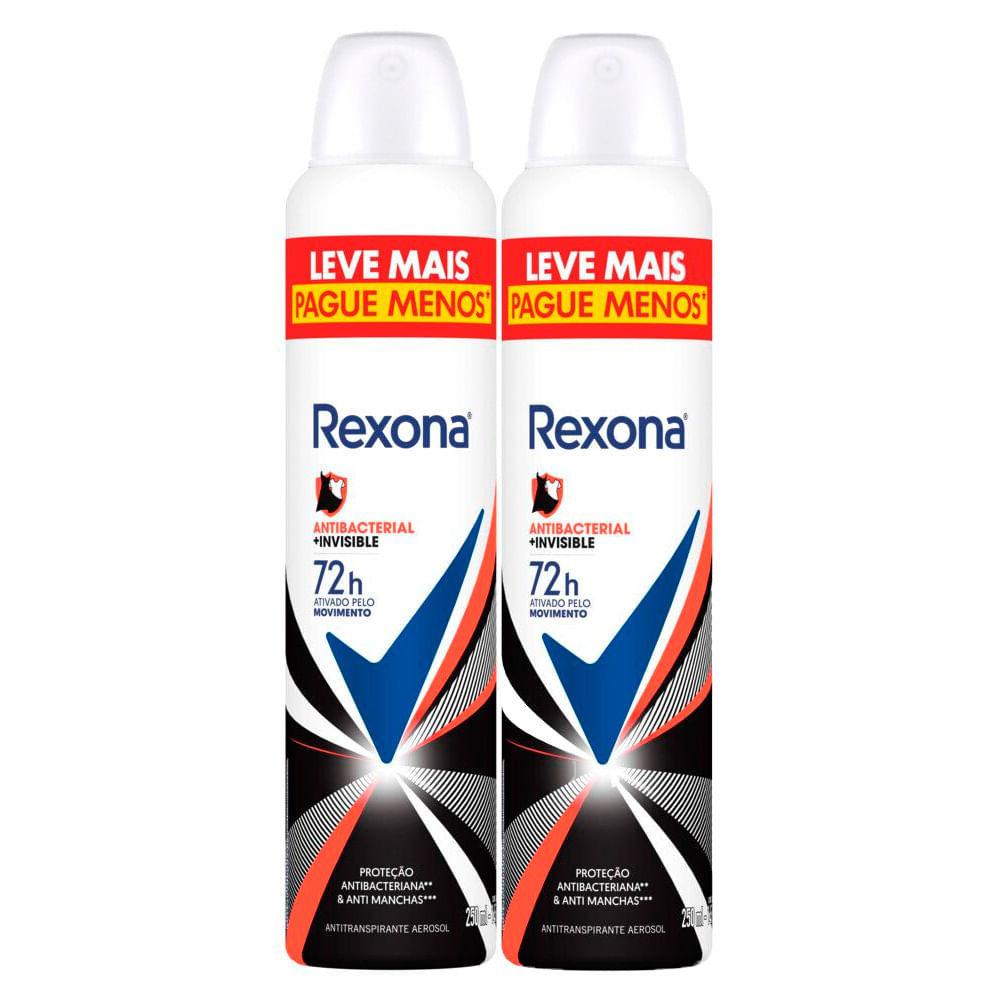 Kit 2 Antitranspirante Aerosol Rexona Antibacterial+invisible 250ml