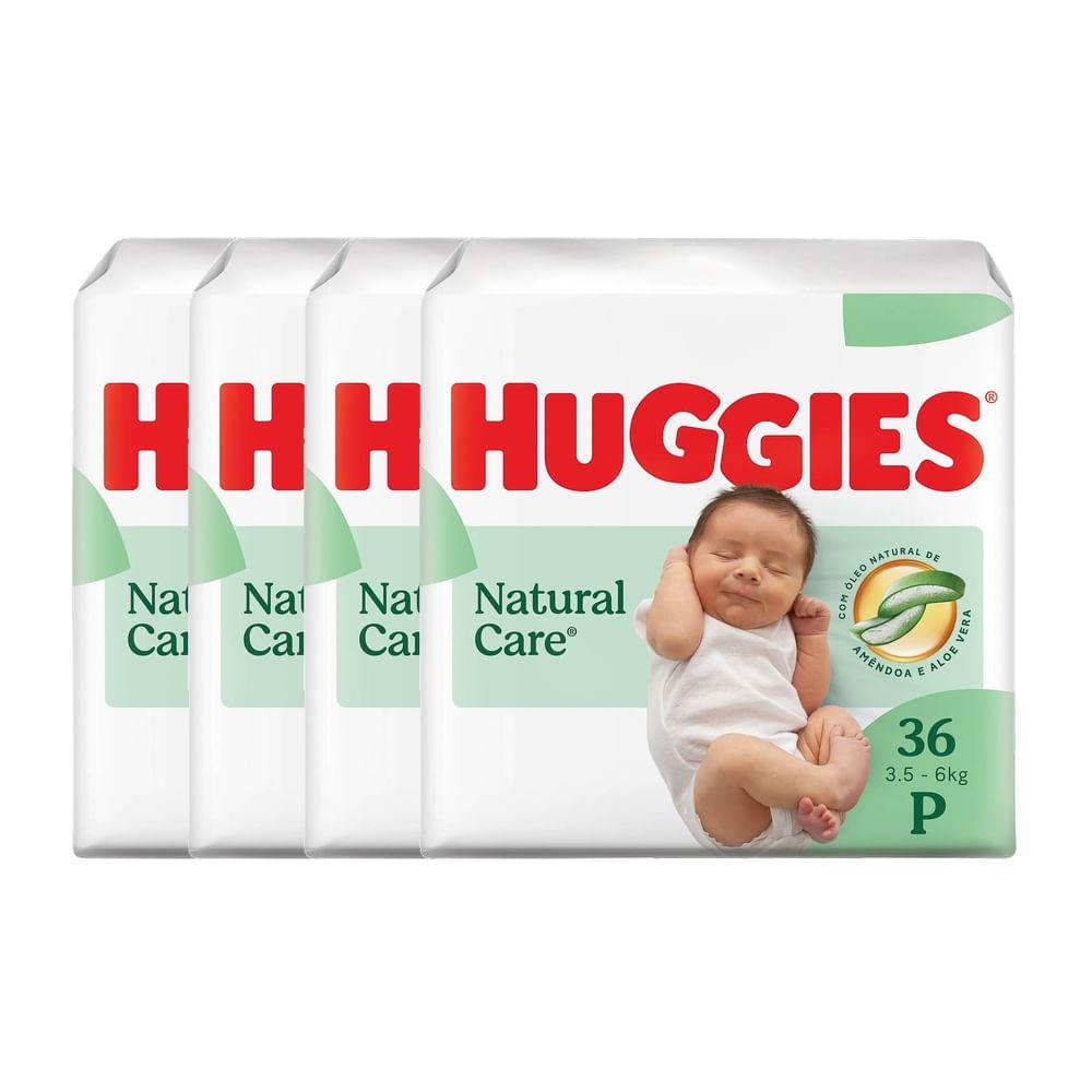 Kit 4 Fralda Huggies Natural Care Tamanho P 36 Fraldas Descartáveis