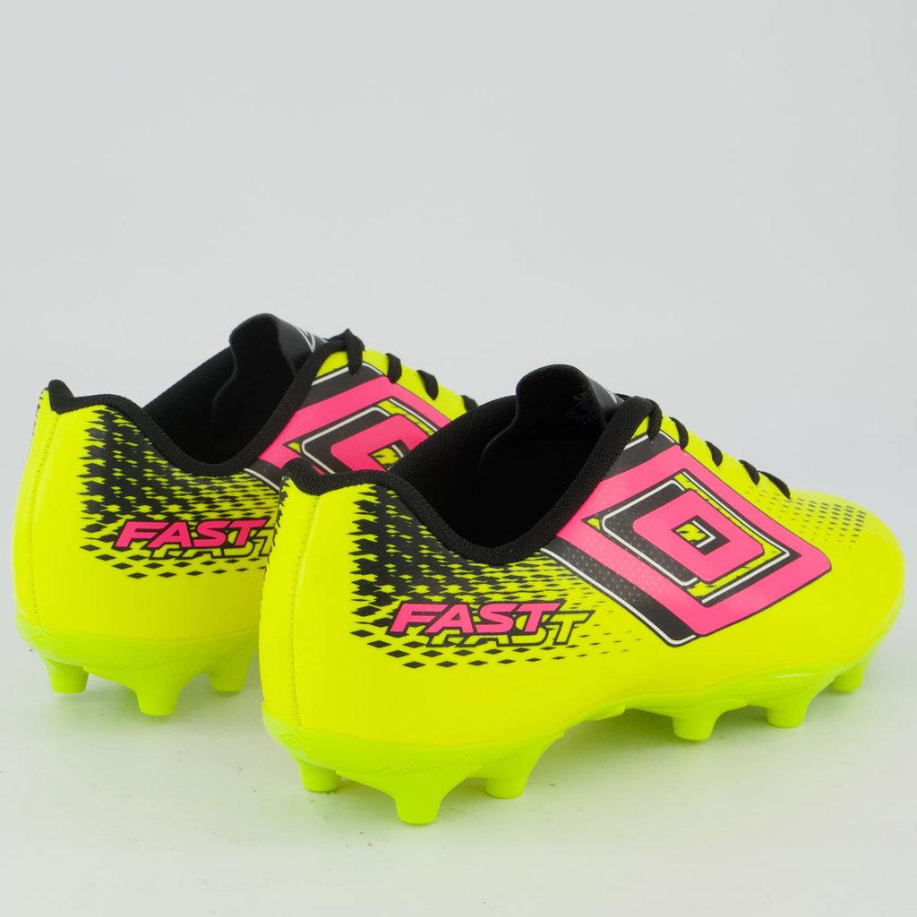 Chuteira Umbro Fast Ii Campo Juvenil Amarela E Rosa