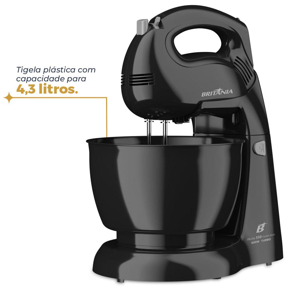 Batedeira Britânia 500W 4 Velocidades Pérola 550 Double Bowl