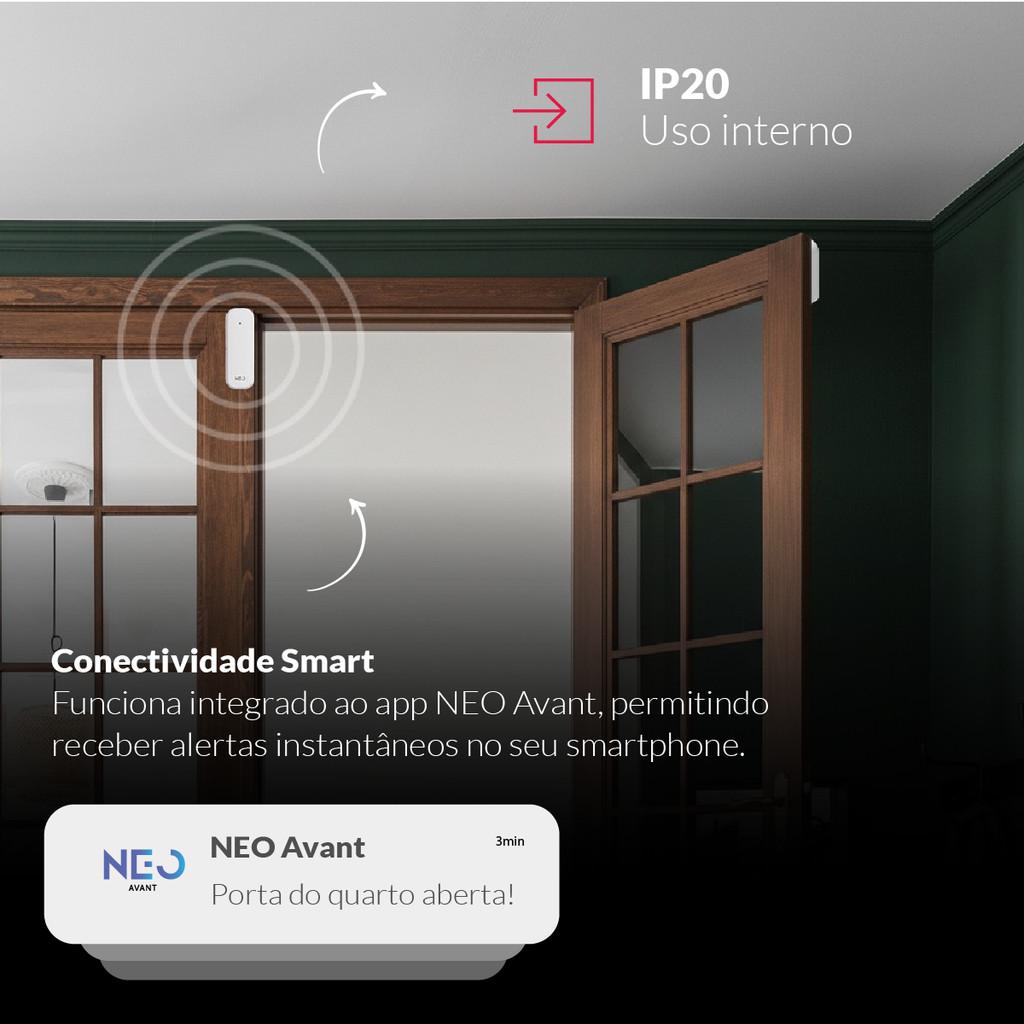 Sensor Porta E Janela Inteligente Wi-fi 2.4 Ghz Ou Zigbee Sobrepor Branco Avant Neo