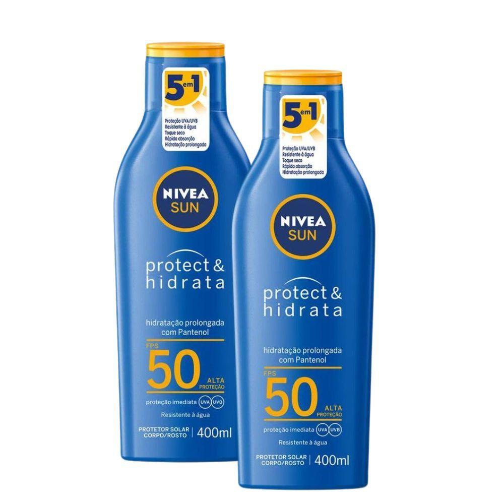 Kit 2 Protetor Solar Nivea Sun Protect Hidrata FPS 50 Loção 400ml