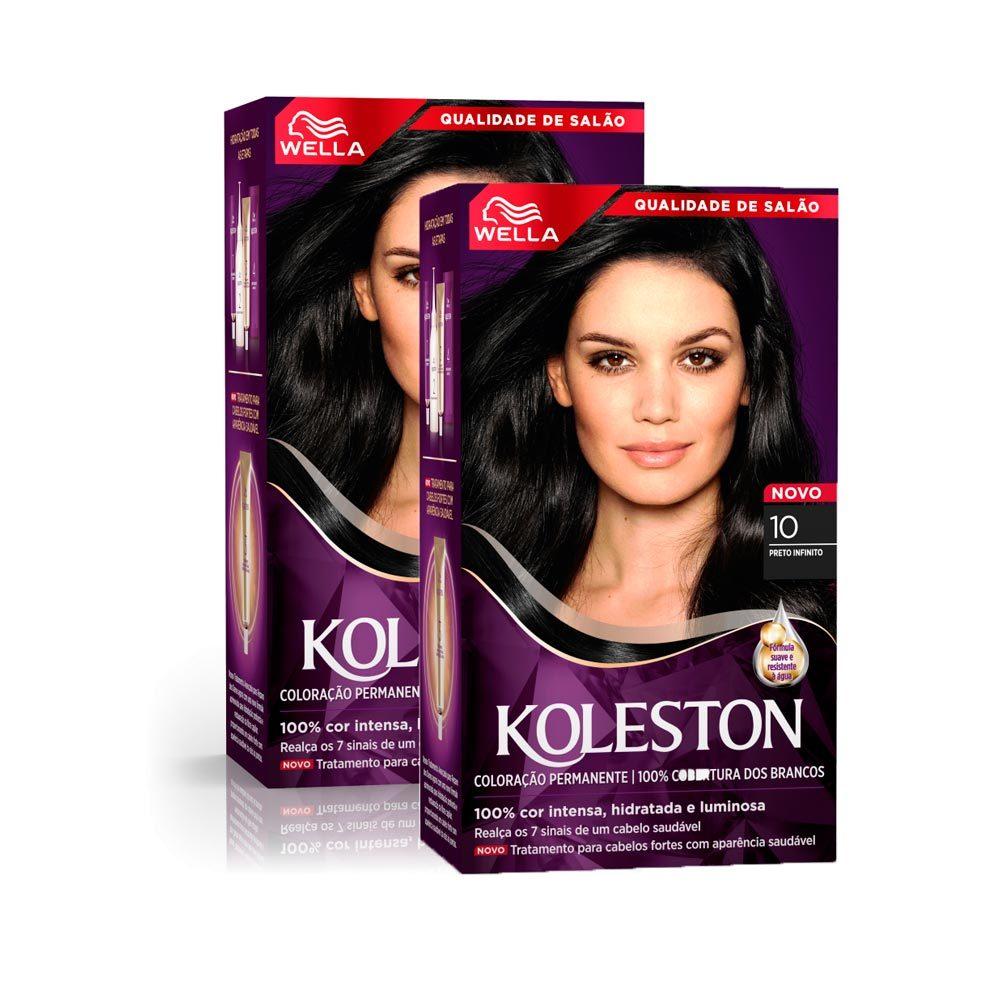 Kit 2 Tintura Creme Koleston Wella Noites Iluminadas Preto Infinito 10 Kit