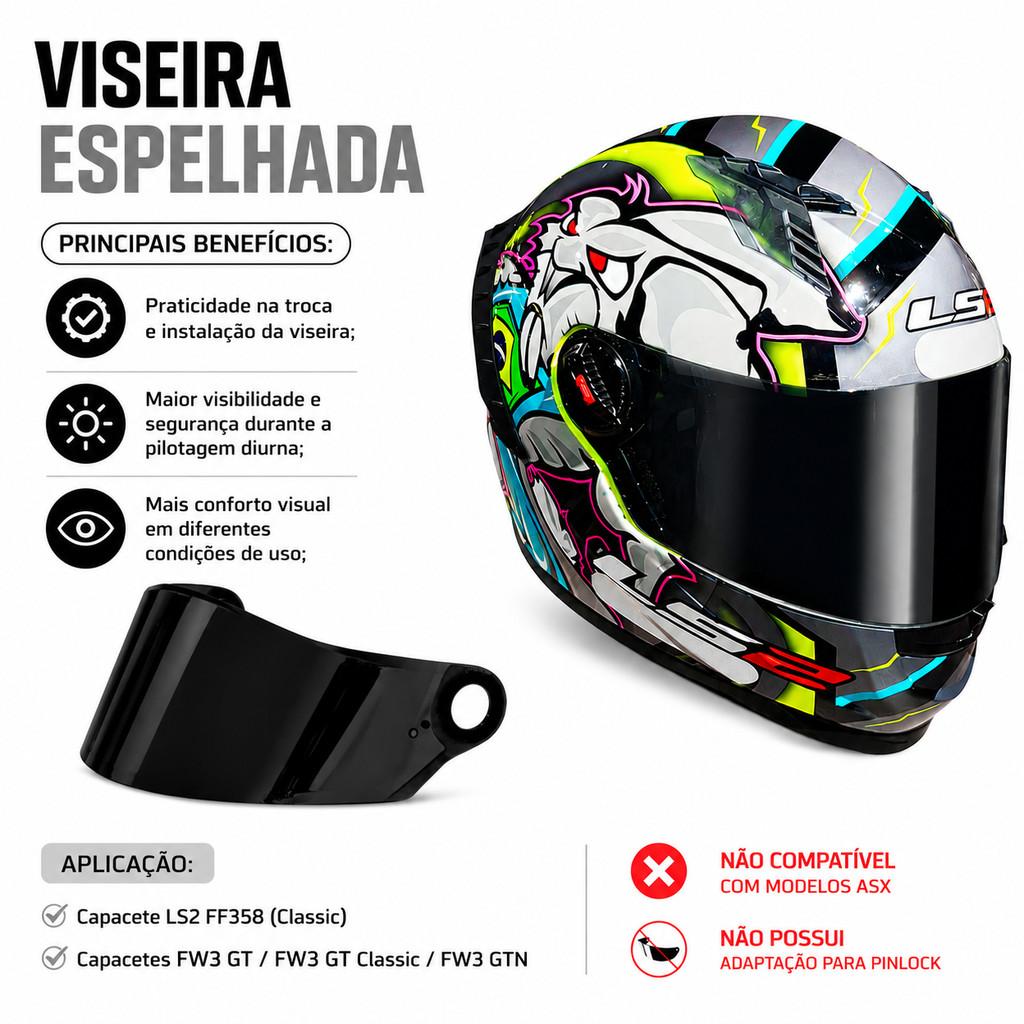 Viseira Fumê Para Capacete Asx Para Ff358 Ou FW3 Gt Gtn Gt Classic