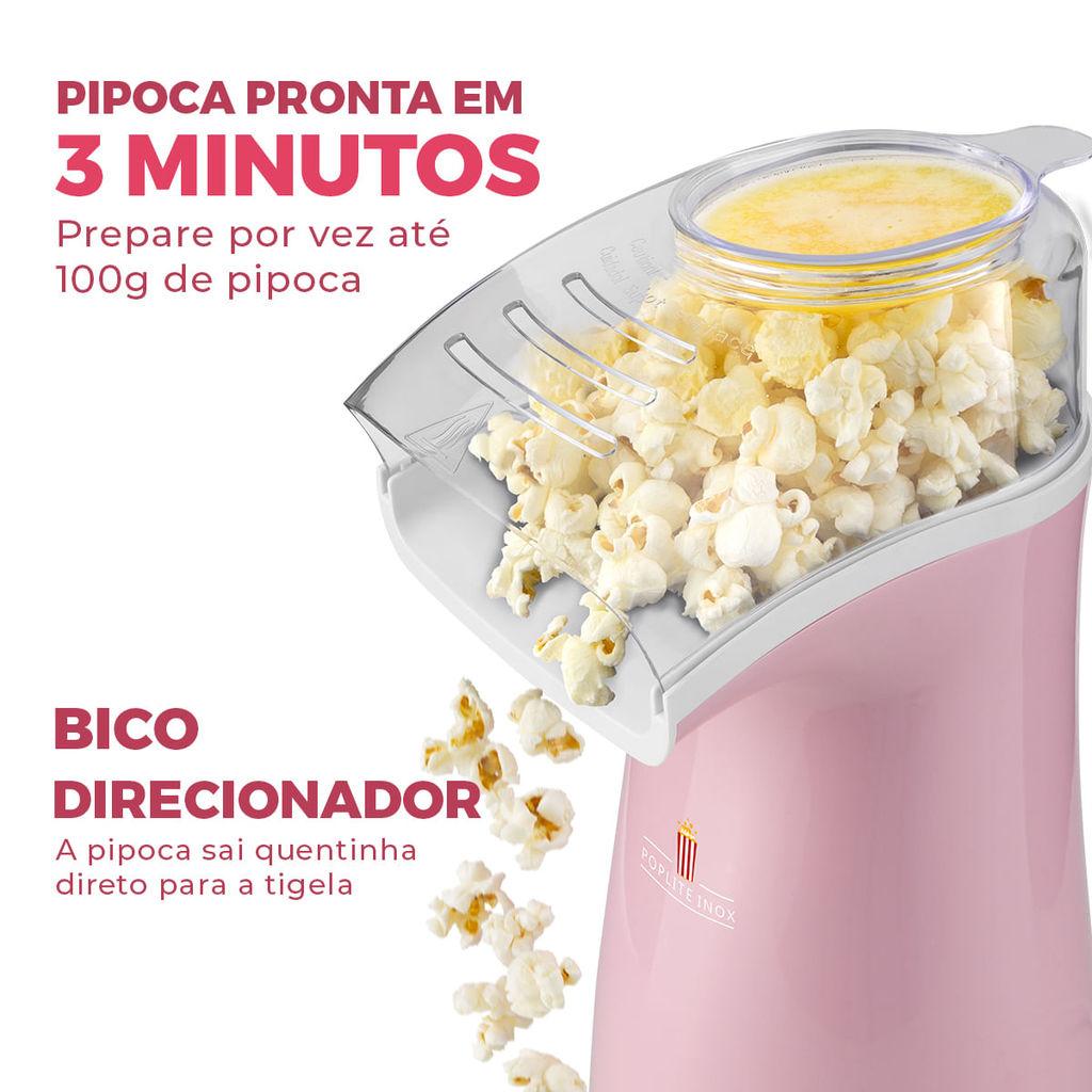 Pipoqueira Rosa Britânia Poplite Inox Sem Óleo Bpi01rs
