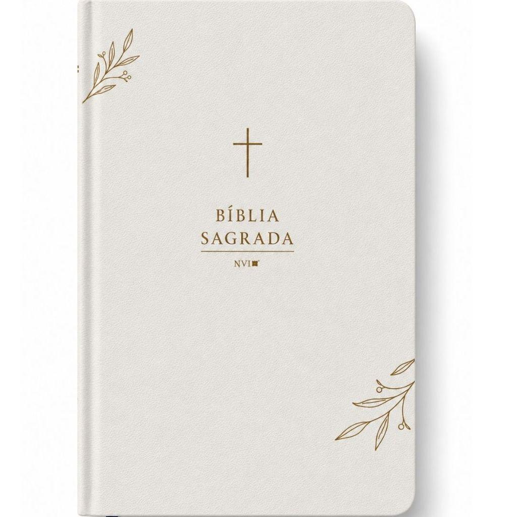 Bíblia Sagrada Nvi Letra Normal Capa Dura Com Fitilho Capa Luxo Cruz Branca