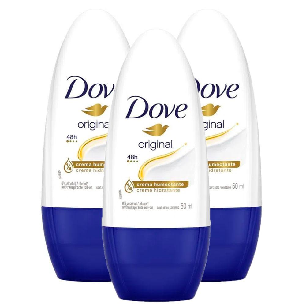 Kit 3 Desodorante Antitranspirante Roll-on Dove Original 50ml