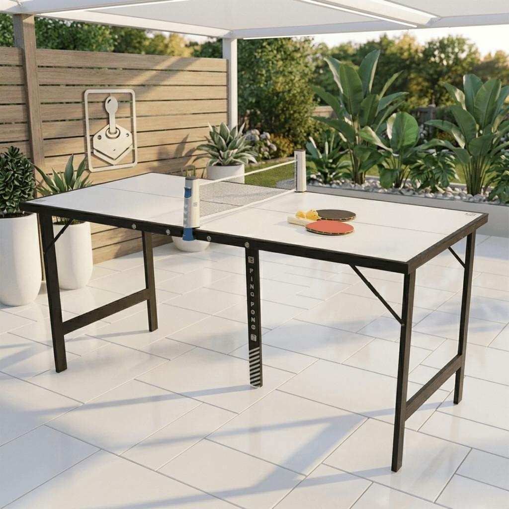 Mini Mesa De Ping-pong Portátil Com Kit 1 Rede Retrátil + 2 Raquetes + 3 Bolinhas Bel