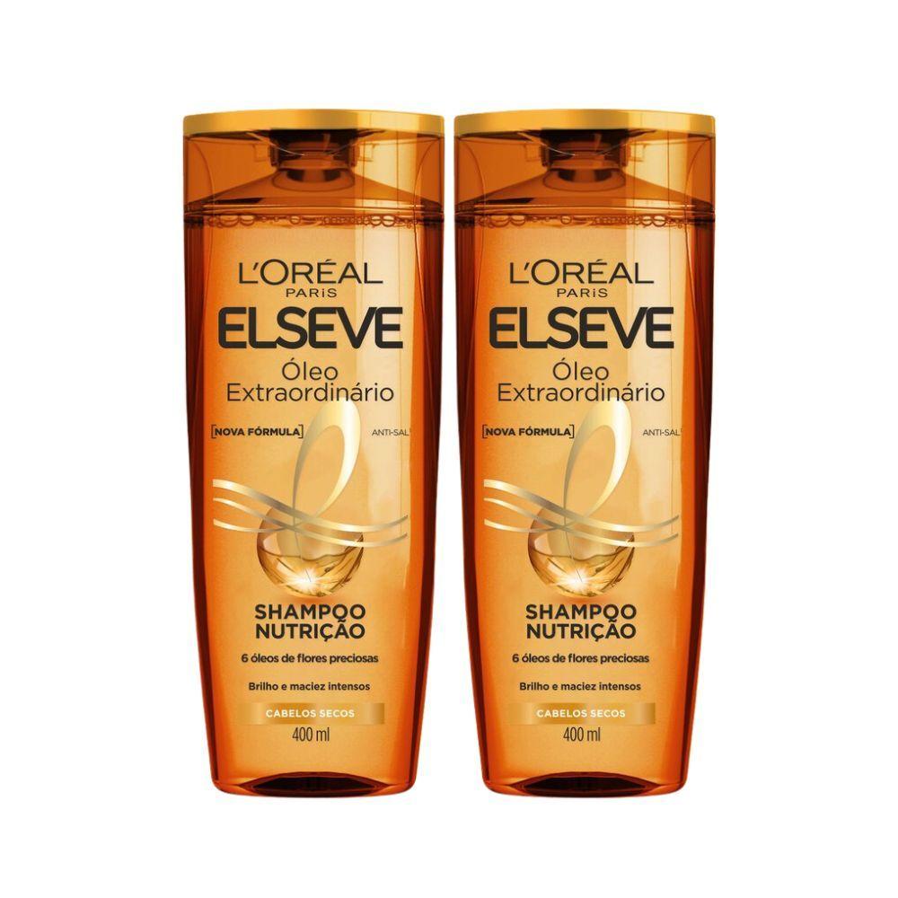 Kit 2 Shampoo Elseve Óleo Extraordinário Nutrição Com 400ml
