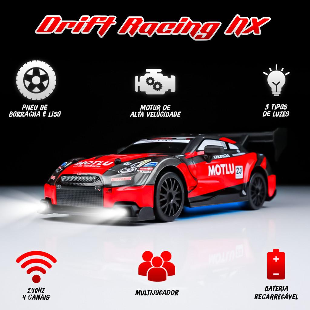 Brinquedo Carrinho Drift De Controle Remoto Gtr R35 Skyline Nissan Luzes Bateria Recarregável