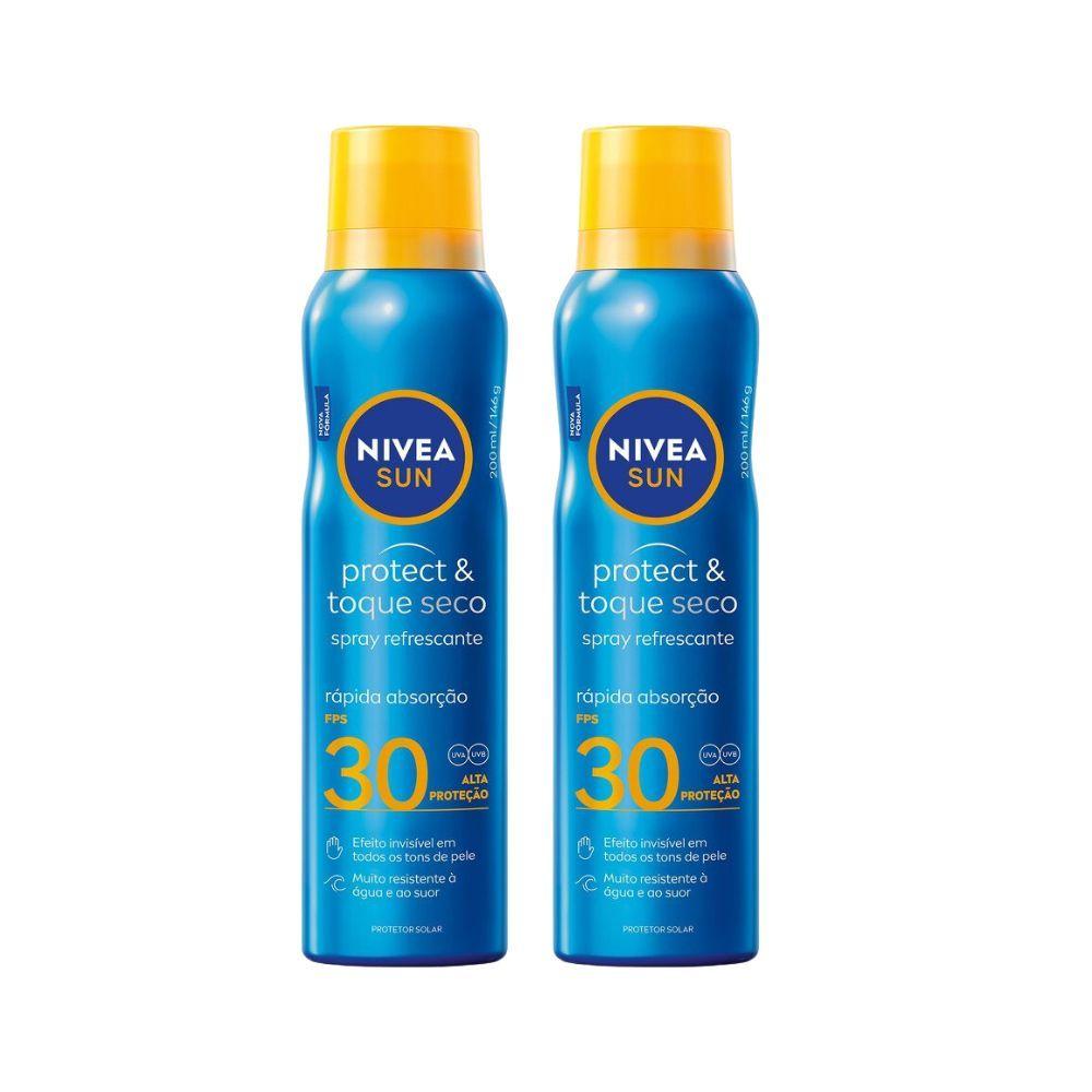 Kit 2 Nivea Sun Protetor Solar Spray Protect Toque Seco FPS 30 200ml