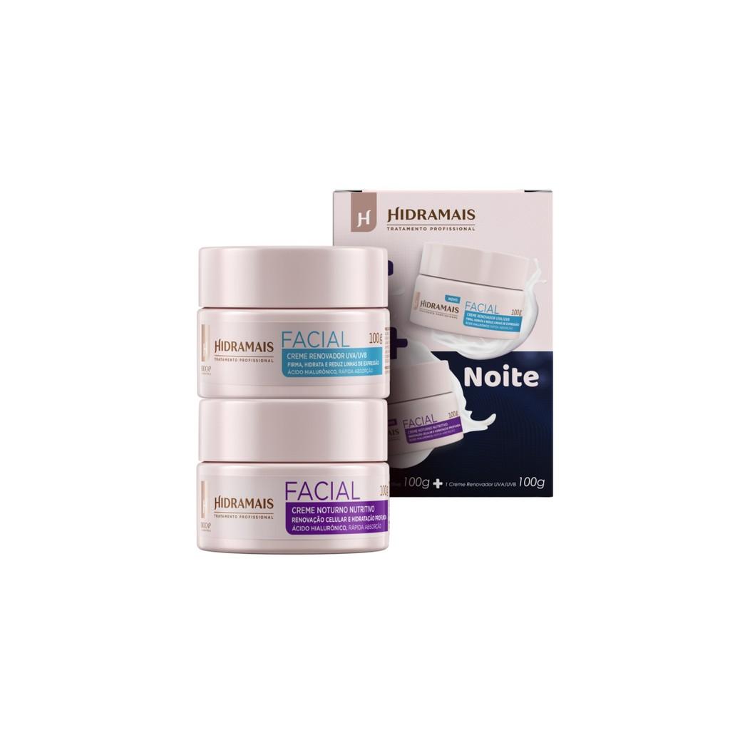 Kit Creme Facial Dia E Noite Hidramais 2x100g Ácido Hialurônico