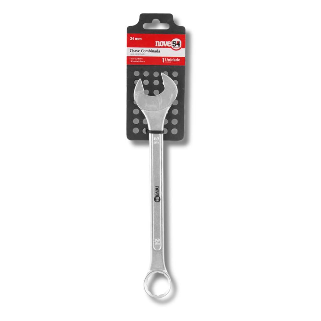 Chave Combinada 24mm Aço Carbono Cromada Fosca Industrial Para Porcas E Parafusos Nove54