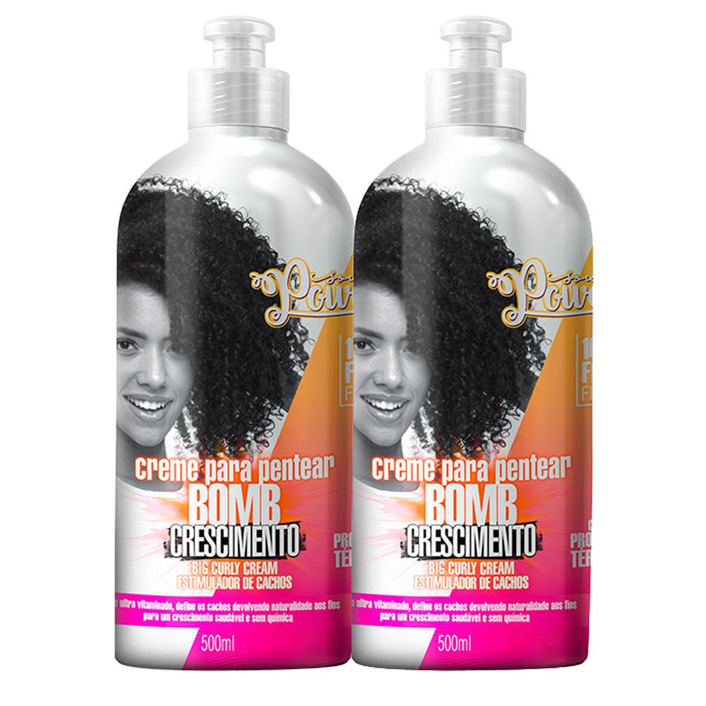 Kit 2 Creme Para Pentear Bomb Crescimento Big Curly Cream Estimulador De Cachos 500ml