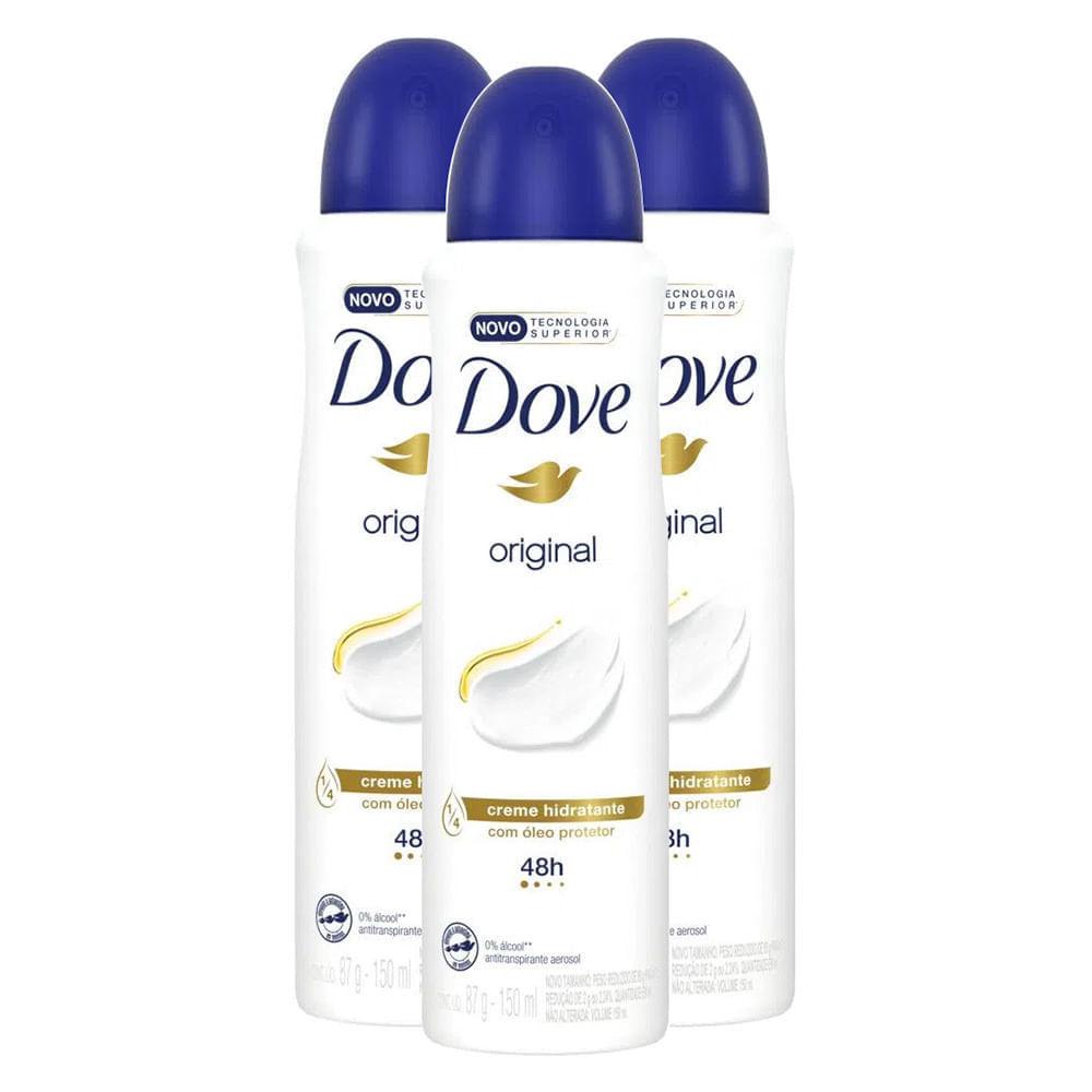 Kit 3 Desodorante Antitranspirante Aerosol Dove Original 150ml